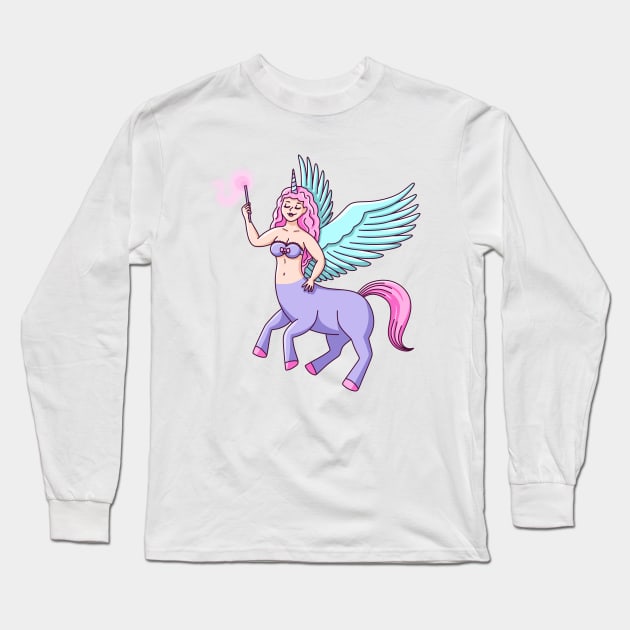 Centaur Pegasus Unicorn Witch Girl Long Sleeve T-Shirt by sombrasblancas